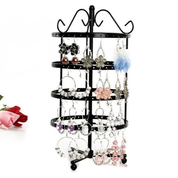 

144 holes 4 tiers round rotatable display earring holder fashion women jewelry stand rack display rack jewelry organizer new, Pink;blue