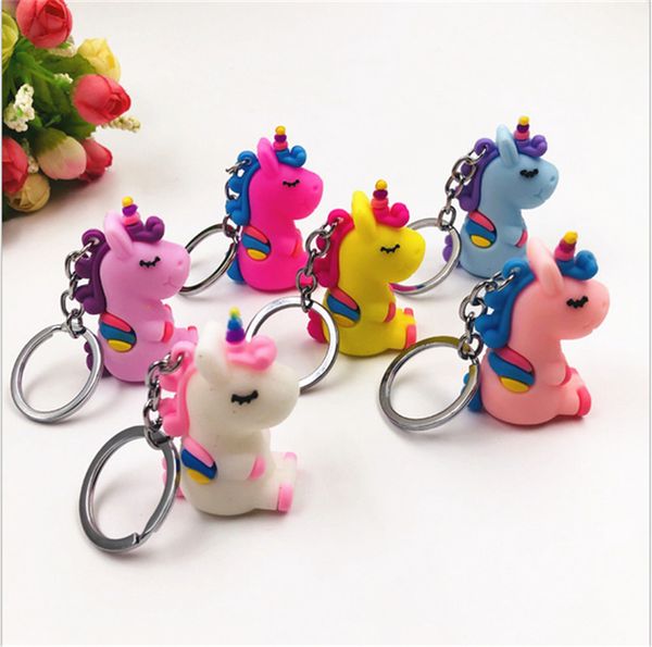 

ins unicorn cartoon pvc keychain key ring holders car bag hang pendant street crafts gifts fashion accessories jewelry key chain e120703, Red;brown