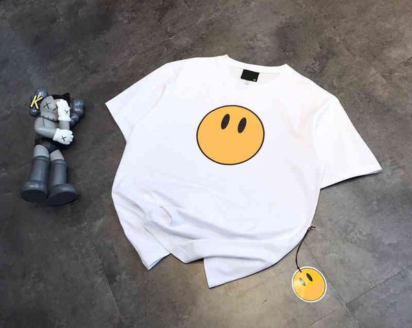

2022 factory wholesale new big smiling face lovers campus men's and women's short sleeve quality t-shirts with loose foundation, White