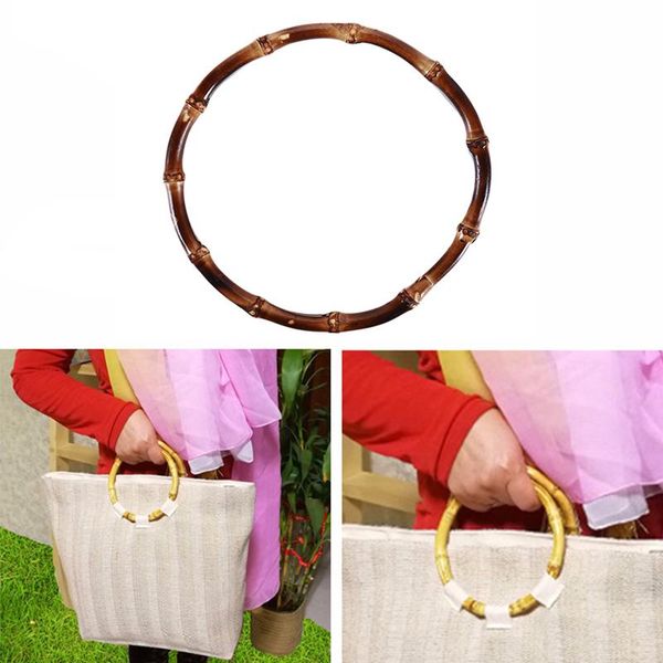 

handmade bag diy bamboo handle bamboo round handle bag diy accessories, Black