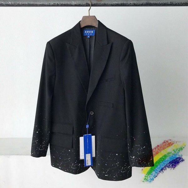 

2021fw splash ink adererror blazer men women casual ader error coat black irregular outerwear, White;black