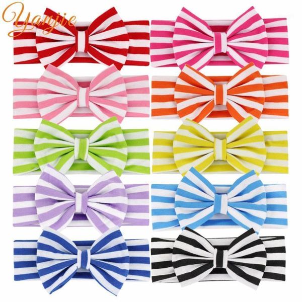 

hair accessories 12pcs/lot trendy 5" striped bow cotton infantile elastic headband headwrap 2021 -sale kids girl diy accessories1, Slivery;white