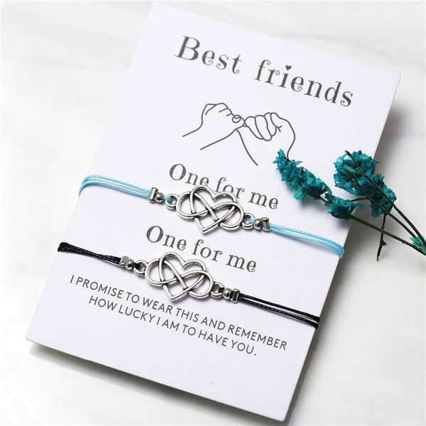 

factory price women bohemian heart couples bracelets set for men infinite knot wax rope bracelet friend card jewelr, Golden;silver