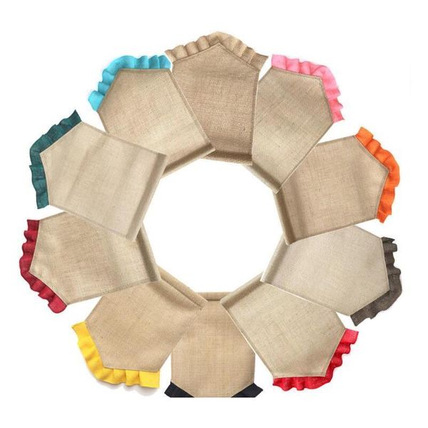 

colorful ruffle burlap garden flags 31*46cm 13 colors diy jute liene yard flag house decoration hanging flag mx1df