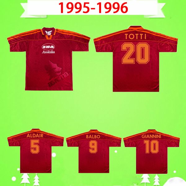 

roma retro soccer jersey 1995 1996 vintage camiseta 95 96 home classic football shirt totti aldair balbo giannini moriero maillot de foot, Black;yellow