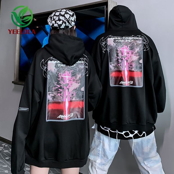 

2020 gothic style men's hoodie couple clothes hip hop fall fashion trend design sweatshirt streetwear skateboard band c1115, Black;white