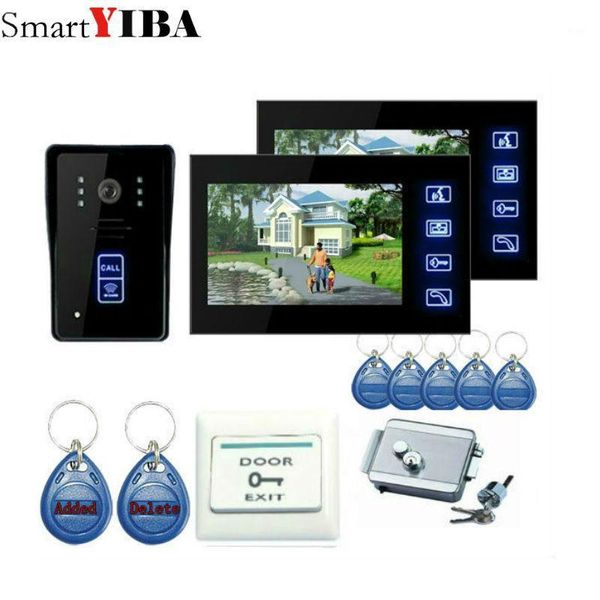 

smartyiba 7" color tft lcd video intercom door bell phone dual-way video intercom with 5pcs rfid id card1
