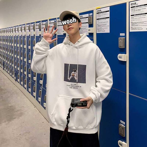 

new hooded autumn winter loose basketball sweater men's suit korean version casual student coat plush thickened 2021