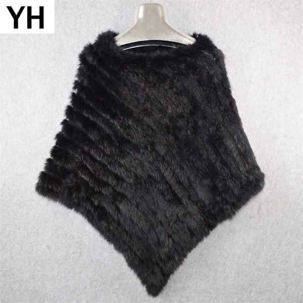 

lady real rabbit fur poncho scarf autumn winter real rabbit fur shawl knitted women elastic genuine rabbit fur pashmina t200103, Blue;gray