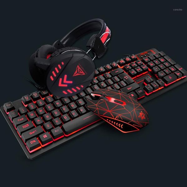 

gaming keyboard mouse headsets mouse pad set 1600dpi waterproof illuminated jhp