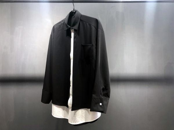 

2021 new male average length black shirt simple fake 2 shirts with oversize background oj6s