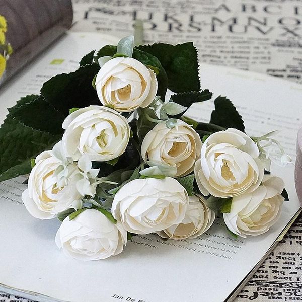 

10 головок расслоения camellia розы искусственные цветы ваз для домашнего декора свадебный записок декоративные цветы декоративный цветочный