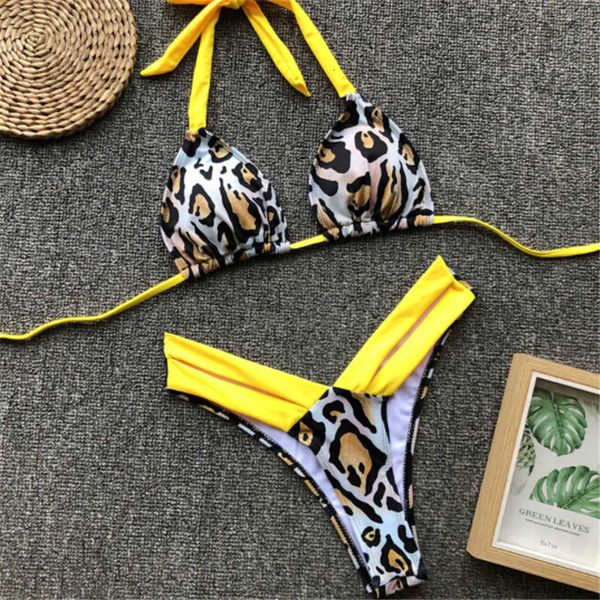 

women's padded push-up bra bikini set swimsuit vintage leopard print swimwear beachwear bathing suit 2019 fashion clothes, White;black