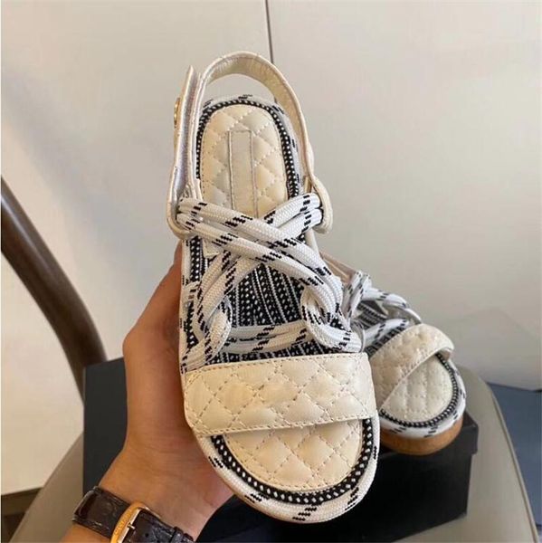 

sandals brand designer women fashion summer shoes woman flat rope lace up gladiator beach chaussures femme, Black