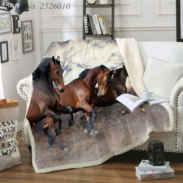 

throw blanket galloping horse 3d velvet plush blanket bedspread for kids girls sherpa couch quilt cover travel 04