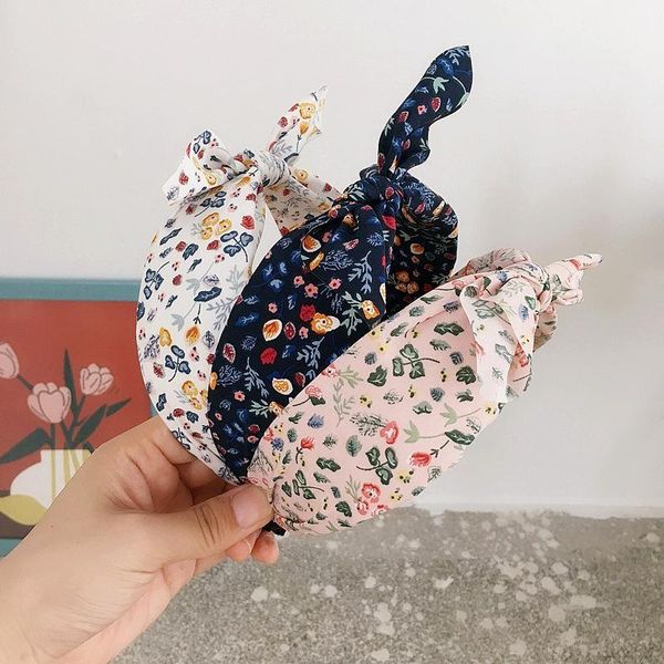 

hair accessories korea style small floral headband soft cute knot ears children width hairbands for women fashion accessories1, Slivery;white