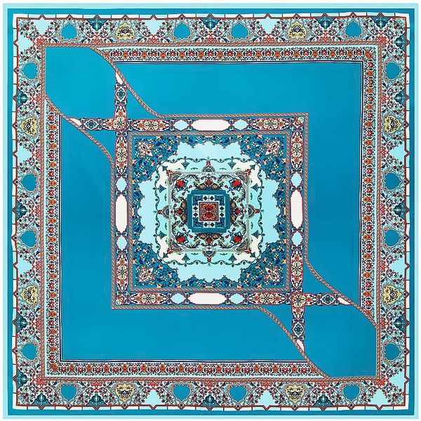 

100 см 100% шелковый шарф женщины богемия квадратные шарфы геометрические цветы печать bandana wraps женская floubs silk hijab lady bufandas, Black