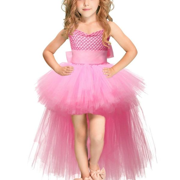 

pink girls lace sling dress mesh tutu party dress kid size34 age, Black;white