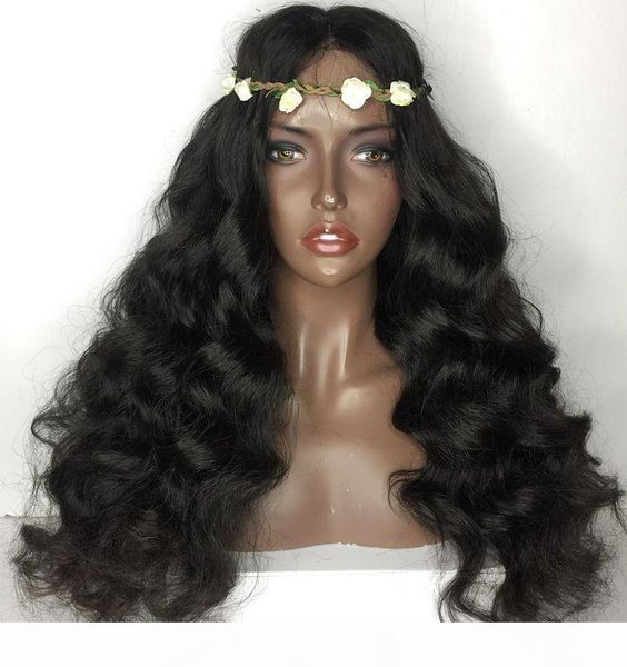 

peruvian glueless silk full lace wig 100% human hair body wave silk base lace wigs with natural baby hair, Black;brown
