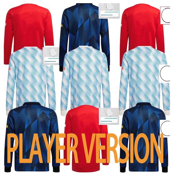 

player version long sleeve #25 sa ncho home red soccer jersey 2021/2022 #11 greenwood #6 pogba 3rd blue soccer shirt 21/22 #19 r.varane away, Black;yellow