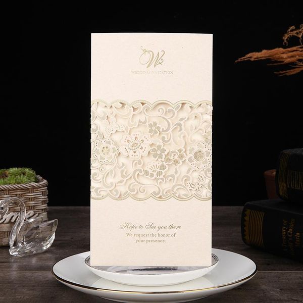 

1pcs blue white red laser cut wedding invitations card rose elegant greeting card customize envelopes wedding party decorations wmtiqy