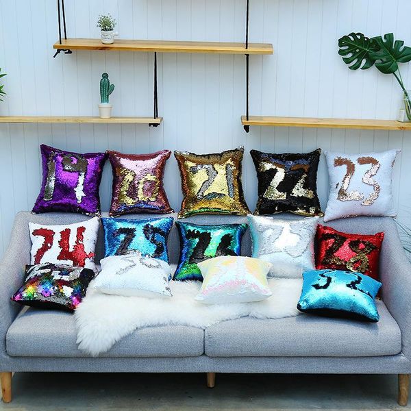 

glitter sequin pillowcase glitter mermaid cushion cover pillow magical throw pillow case home decorative car sofa pillowcase