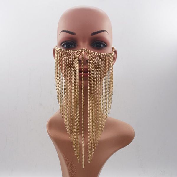 

new design women gold color aluminum chain multi-layers tassel head chains face jewelry and head jewelry halloween gift, Golden;silver