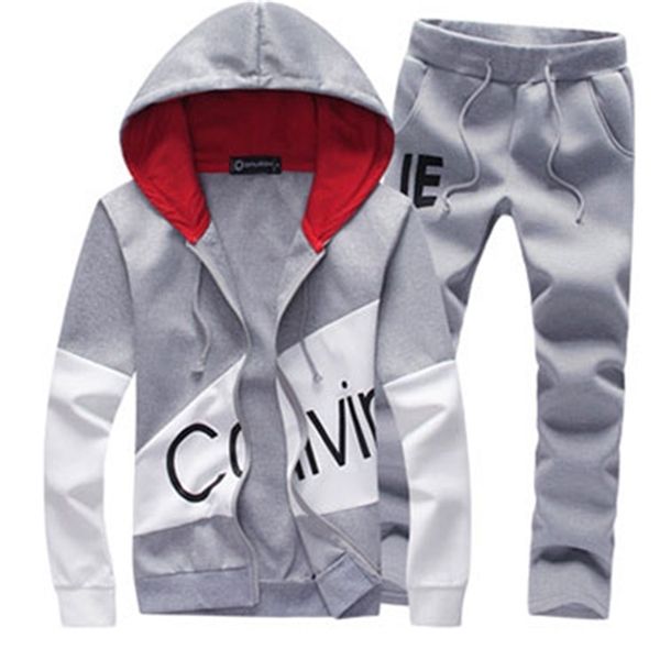 

sportswear men set letter sportswear sweatsuit large size sporting suits tracksuit male track suit jacket hoodie with pants q1217, Black;white
