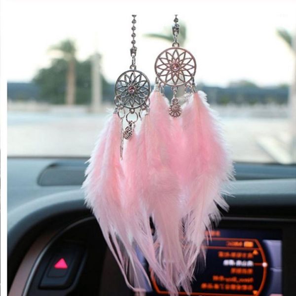 

car ornaments creative rearview mirror dream catcher car hang double feather dream catcher accessories1