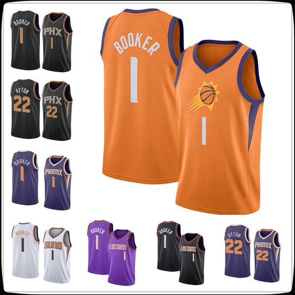 

phoenix suns men devin booker deandre ayton swingman icon association city basketball jersey, Black