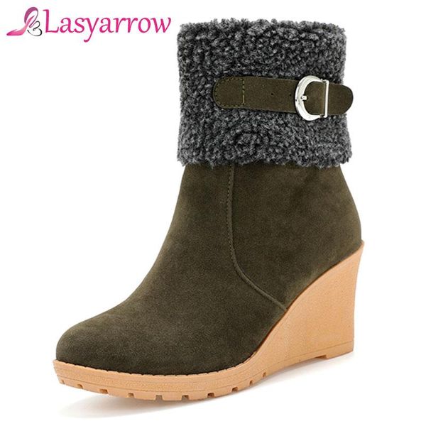 

boots lasyarrow botas women motorcycle ankle wedges female round platforms autumn winter casual oxford shoes woman high heels, Black