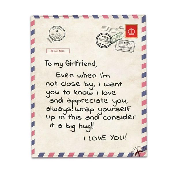 

flannel throw to my daughter or son letter printed quilts dad mom for daughter's air mail blanket encourage and love dhe2401