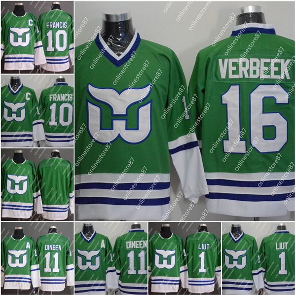 

men stitched hartford whalers 2020 new style jersey 10 ron francis 16 verbeek 1 mike liut 11 kevin dineen turnback uniform hockey, Black