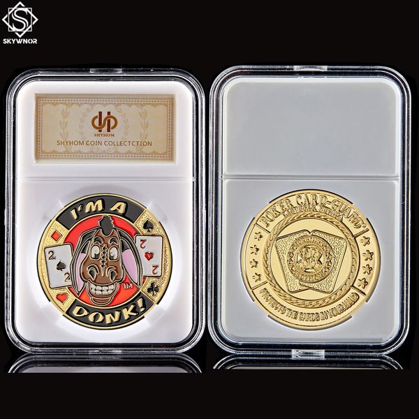 

craft poker chip entertaining "i'm a donk" casino guard token gold plated collectible coin w/pccb box
