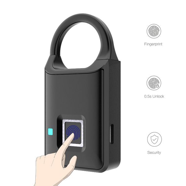 Aimitek-Fingerabdruck-Türschloss biometrischer Smart Fingerprint-Vorhängeschloss USB wiederaufladbar Schnell entsperren für den Locker-Kabinett Gepäckkasten 201013