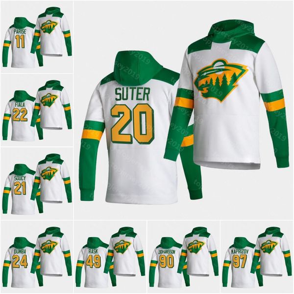 

11 zach parise 40 kevin devan dubnyk minnesota wild 2021 reverse retro jersey hoodie ryan suter fiala brad hunt marcus johansson cam talbot, Black