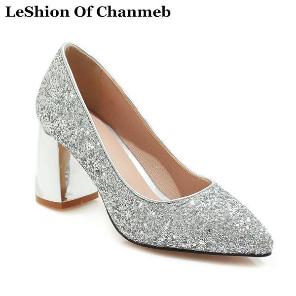 

dress shoes big plus size 34-48 glitter high heels pumps women pointed toe slip ons party silver bling 2021 tenis feminino, Black