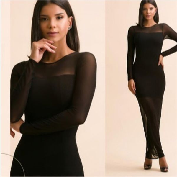 

black 2021 new women's crocheted shreds around the neck long sleeve tight zipper bandage elegant celebrity party dress 0ed5, Black;gray