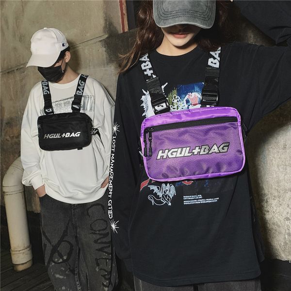 

male oxford chest vest bag outdoor hip hop streetwear hit color shoulder packs for women waist oxford female 2020 c0202
