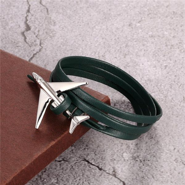 

mkendn new fashion multilayer charm leather airplane anchor bracelet men women navy style wrap metal sport hooks wmtnxg xhlove