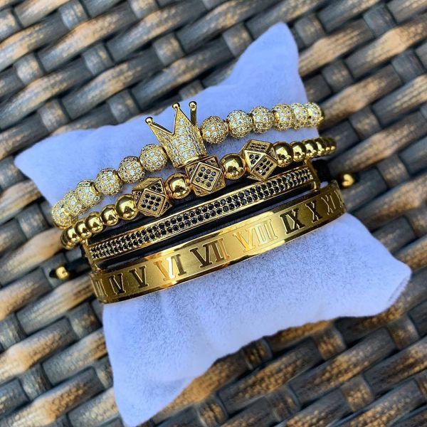

bracelet/crown//for 3pcs/set+roman numeral titanium lovers/bracelets steel bracelet couple for women men luxury jewelryy