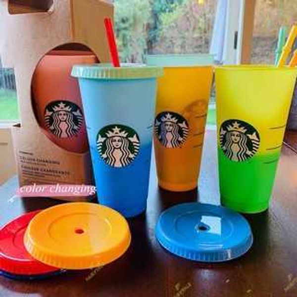 

starbucks tumbler color changing cold cups reusable plastic water cup with lid and straw cold cup, of or fairytale