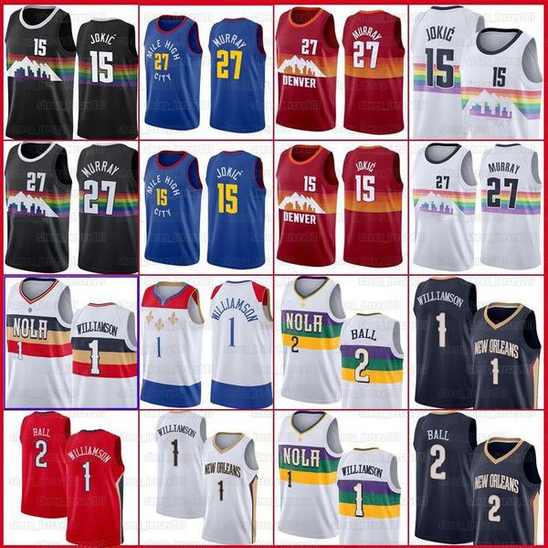 

zion 1 williamson jerseys 15 jokic 2021 new city jamal 27 murray nikola jerseys williamson 2 ball sellers basketball jerseys, Black;red