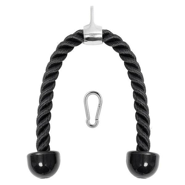 

heavy duty tricep rope 27in pull down fitness cable attachment machine coated nylon rope with snap hook
