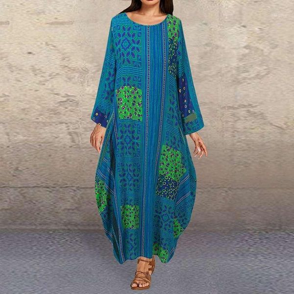 

2020 zanzea bohemian floral printed sundress spring women cotton linen dress plus size maxi long dress robe vintage vestido1, Black;gray