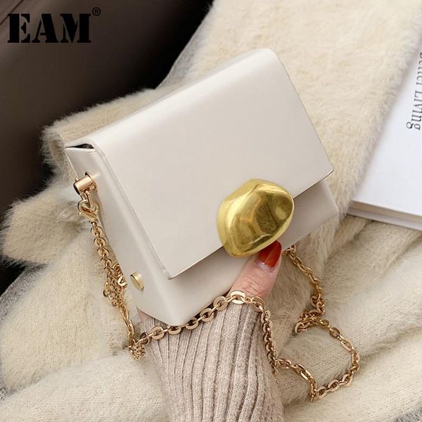 

[eam] women new square mini metal chains pu leather flap personality all-match crossbody shoulder bag fashion tide 2021 18a1726