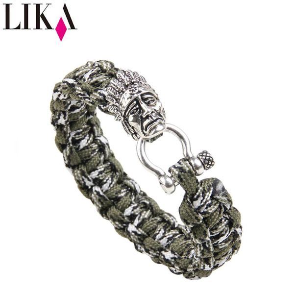 

charm bracelets lika men's handmade diy nylon bracelet personality copper head shap cuff bangles&bracelets vintage for men, Golden;silver