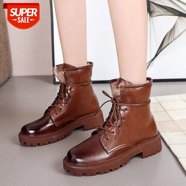 

Lucyever Vintage Pu Leather Motorcycle Boots Women Fluffy Faux Fur Platform Ankle Boots Woman Square Heel Waterproof Botas Mujer #cW5u, Black