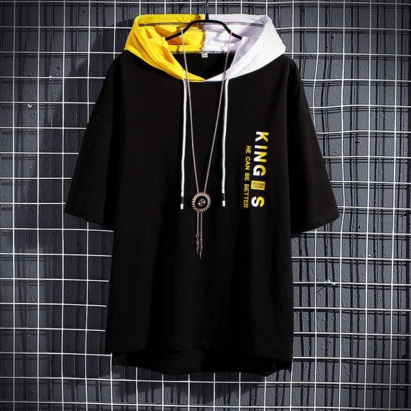 

men's short sleeve cotton fashion brand simple versatile t-shirt summer student trend ins loose upper clothes, Gray