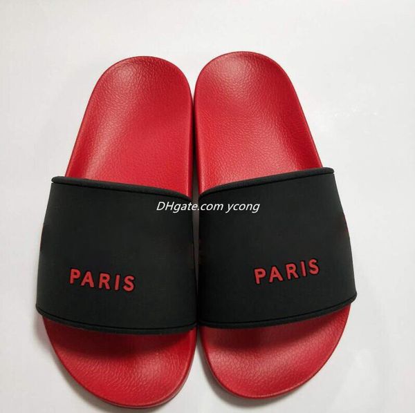 

paris sliders mens womens summer sandals beach slippers ladies flip flops loafers black white blue slides chaussures shoes #606 slippers